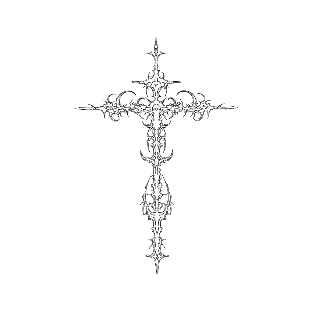 Gothic Cross temporary tattoo design