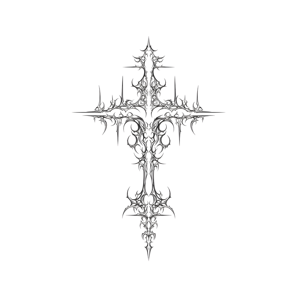Thorn Cross temporary tattoo design