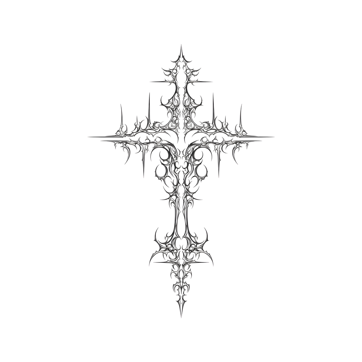 Thorn Cross temporary tattoo design