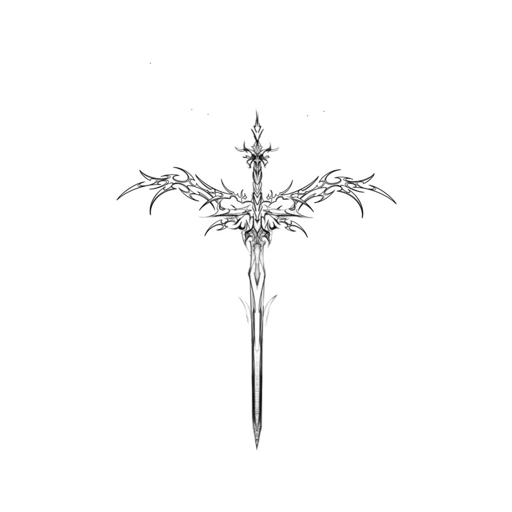 Winged Sword temporary tattoo design