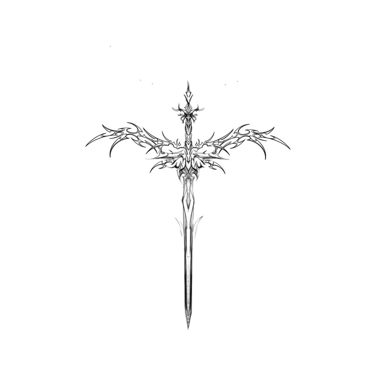 Winged Sword temporary tattoo design